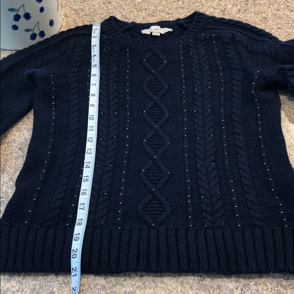 Ann Taylor Loft Blue Sweater w/ Beaded Accents - Picture 2 of 8